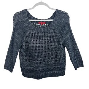 Narciso Rodriguez For Design Nation Black Gunmetal Metallic Sweater Edgy Rock XL